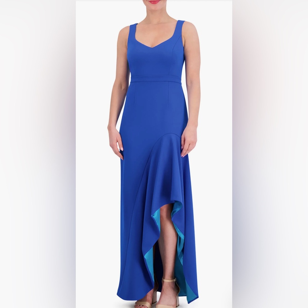 Vince Camuto Royal Blue Ruffle Slit Scuba Crepe Gown | Size 6 | Damaged NWT